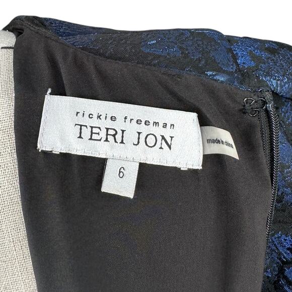 Rickie Freeman Teri Jon‎ Metallic Bow Short Sleeve Floral Cocktail Dress Size 6 - Picture 6 of 9